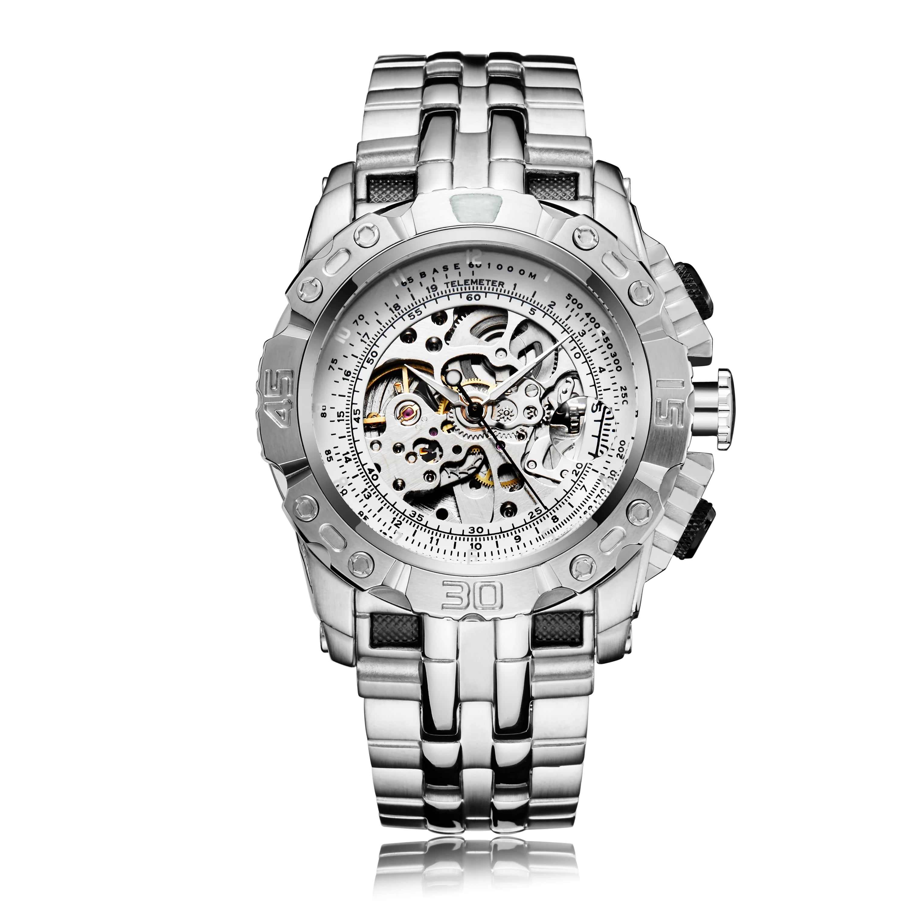 Skeleton Mechanical Watch Men's Top Brand Luxury Automatic Wristwatch Stainless Steel Band Sports Waterproof Male Reloj Gifts