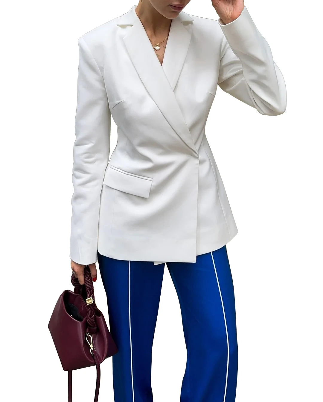 Hugcitar Solid Notched Collar Long Sleeve Button Backless Slip Sexy Oversize Suit Blazer Coat Female Fashion Top Party Vacation
