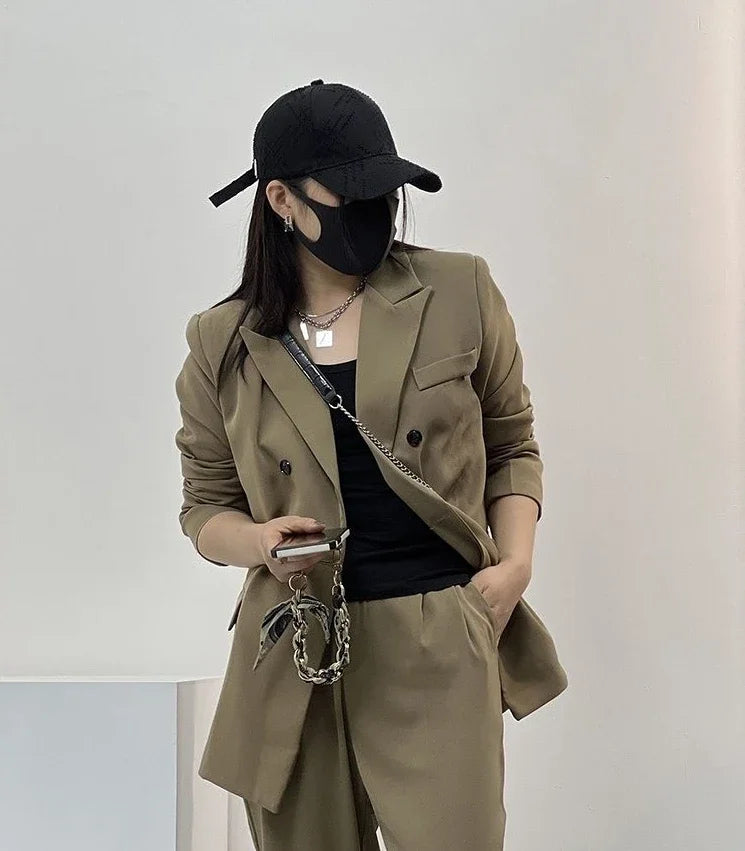 Clothes Jacket Brown Over Coats for Women Black Blazer Woman Dress Outerwears Loose Long Solid on Promotion Sale 2024 Autumn New