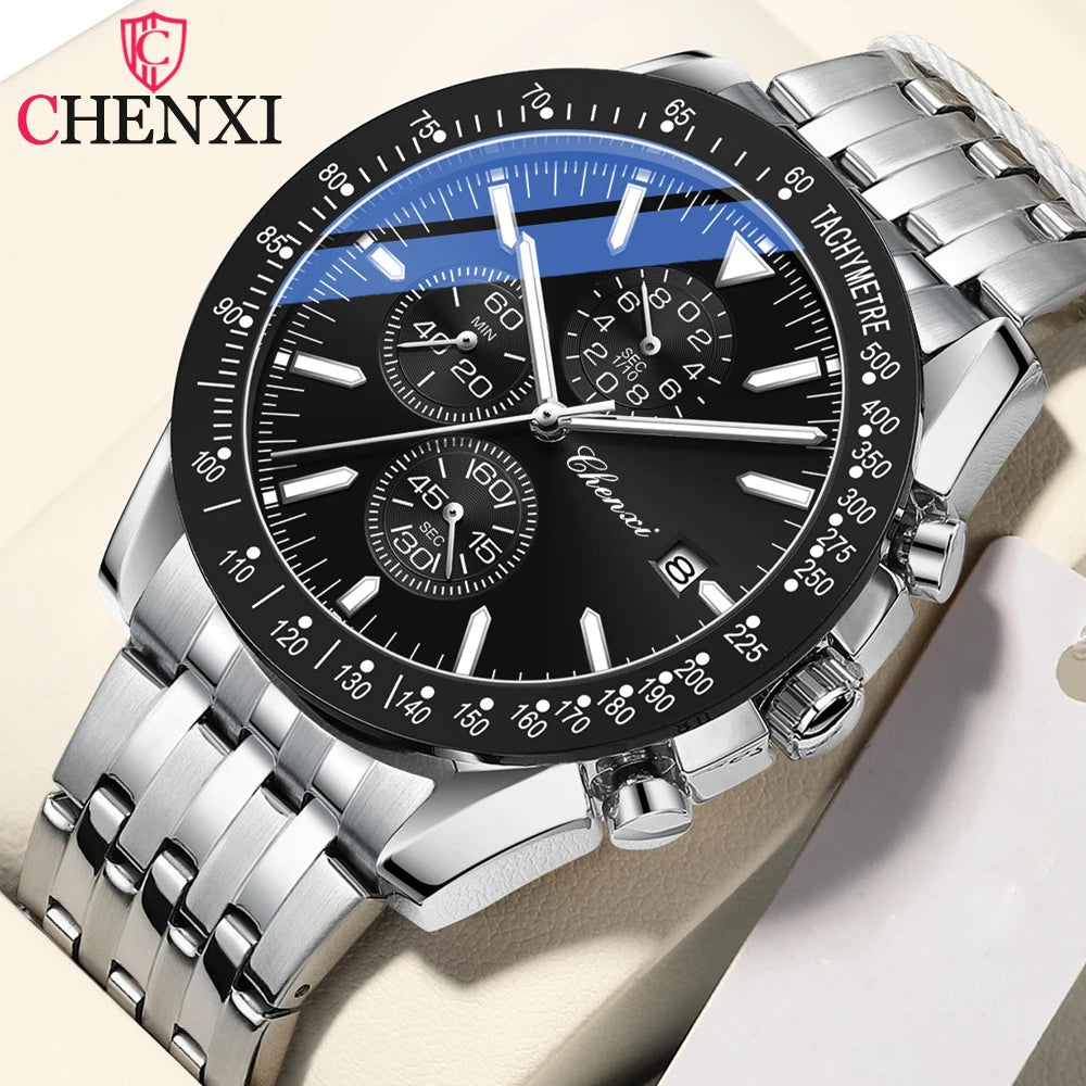 Luxury Sport Chronograph Watch - Waterproof Quartz Timepiece with Multi-Function Display