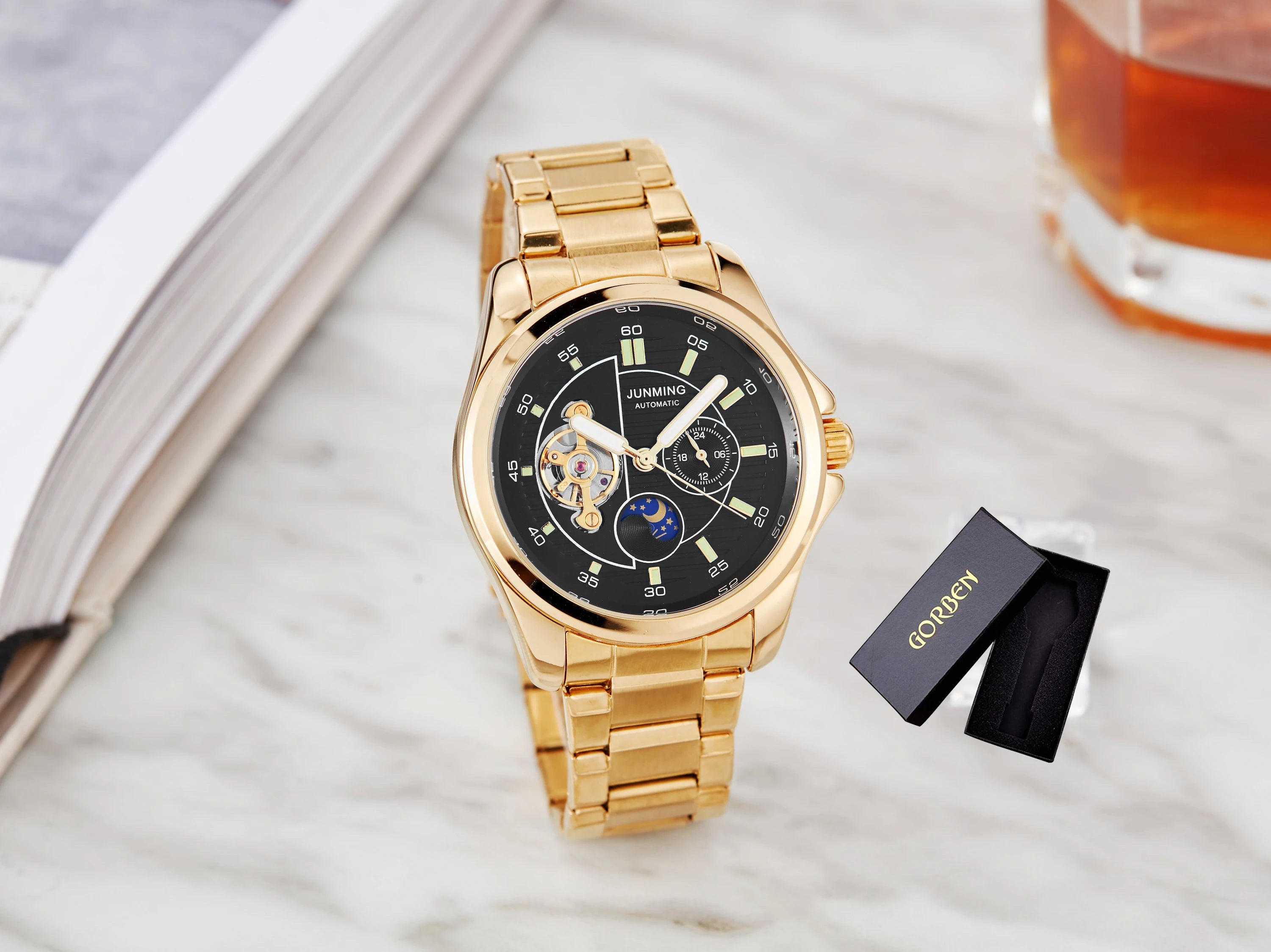Skeleton Mechanical Watch Men's Top Brand Luxury Automatic Wristwatch Stainless Steel Band Sports Waterproof Male Reloj Gifts