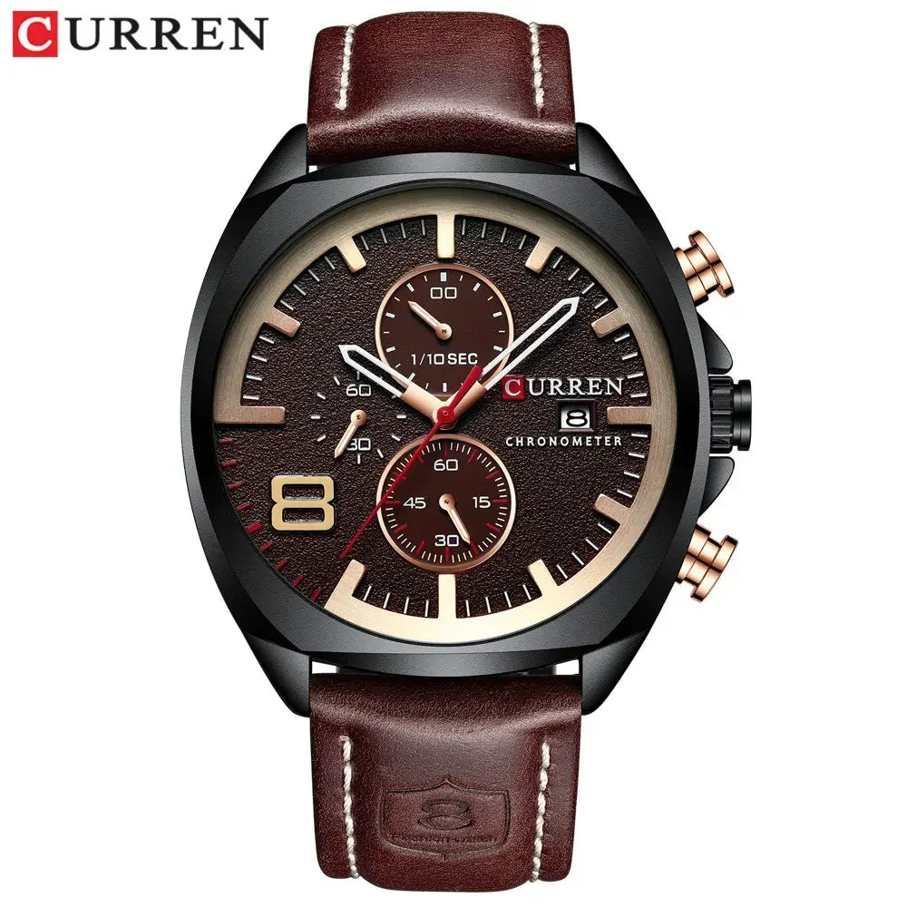 CURREN 8324 Men's Waterproof Sports Watch - Luxury Leather Military Casual Timepiece