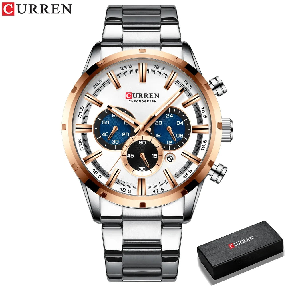 CURREN Men's Blue Dial Watch - Waterproof Stainless Steel Luxury Business Timepiece