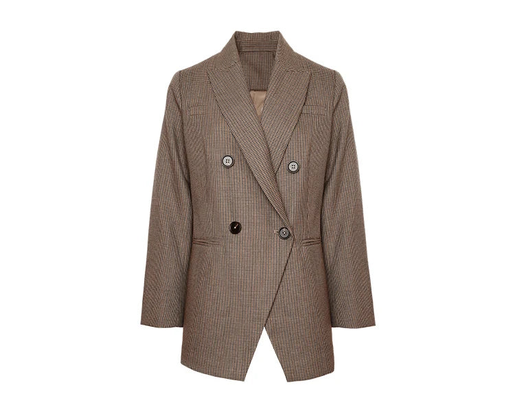 K1767L 50% Australian Clothes Wool Formal Blazers For Women Ladies Office Wear Business Suits Luxuy Houndstooth Clothing
