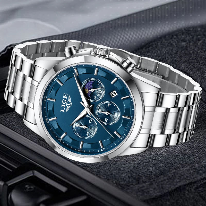 LIGE Prestige 2025 - Modern Luxury Steel Chronograph Watch