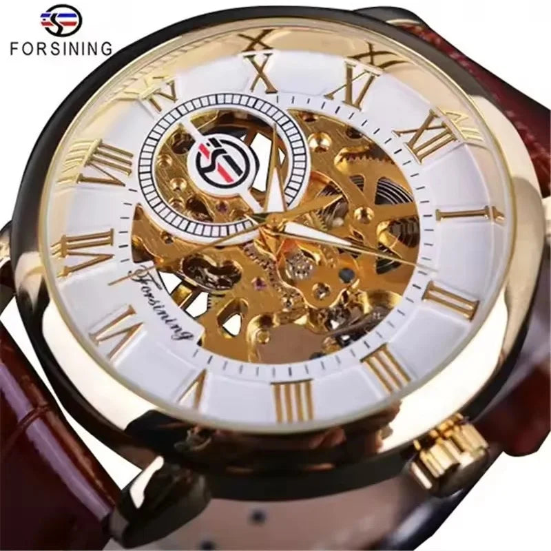Manual Mechanical Watch - 3D Hollow Golden Dial