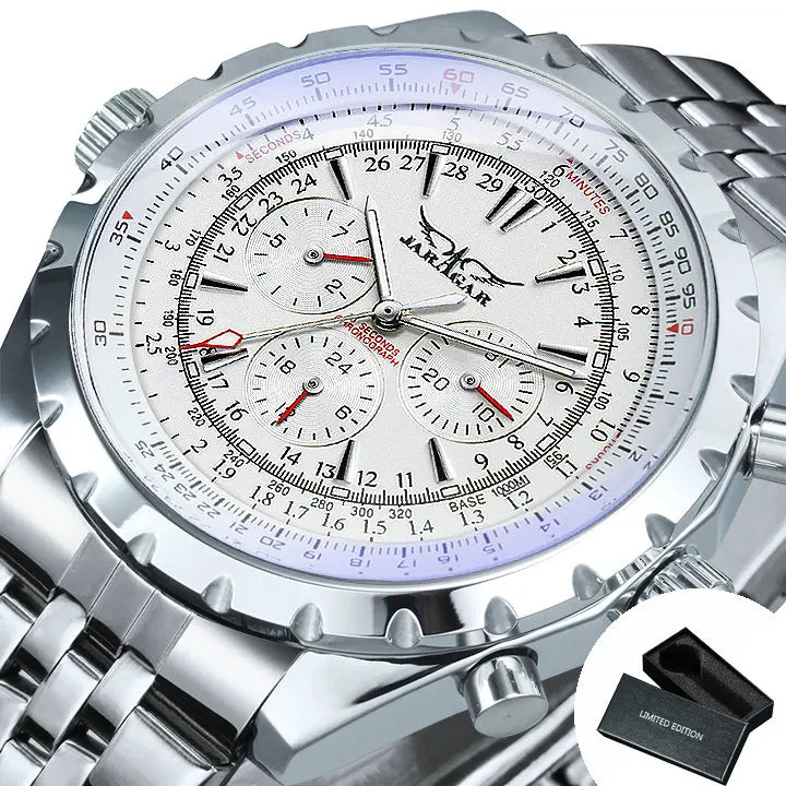 Jaragar Commander Military Automatic Watch - Triple Sub-Dial Tactical Chronograph
