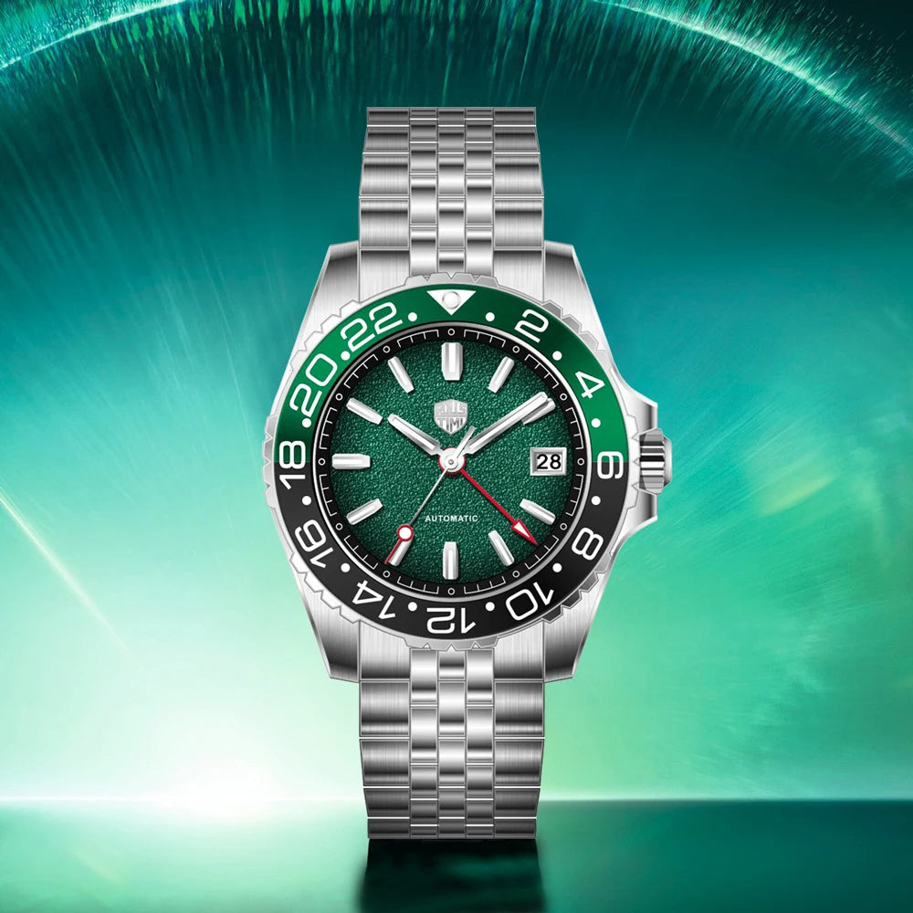 2025 New GMT Men's Watches RollsTimi Automatic Watch For Man NH34 Mechanical Wristwatches AR Sapphire Mirror Luminous Waterproof