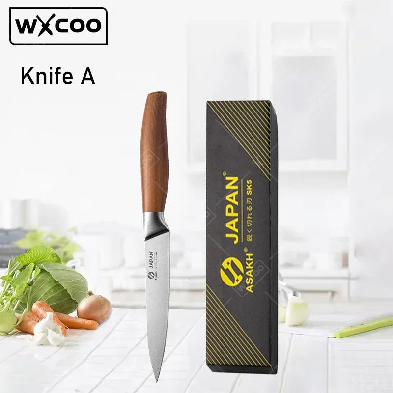 WXCOO Professional Japanese Chef's Knife Hand Forged Kitchen Knife Set Cooking Sashimi Knives Fruit Peeling & Slicing Knife