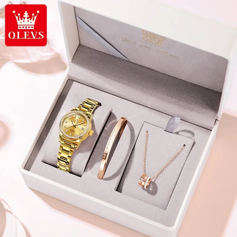 OLEVS-7003 Automatic Mechanical Watches Women Waterproof Luminous Calendar Women Wrist Watch Luxury Watch 2023