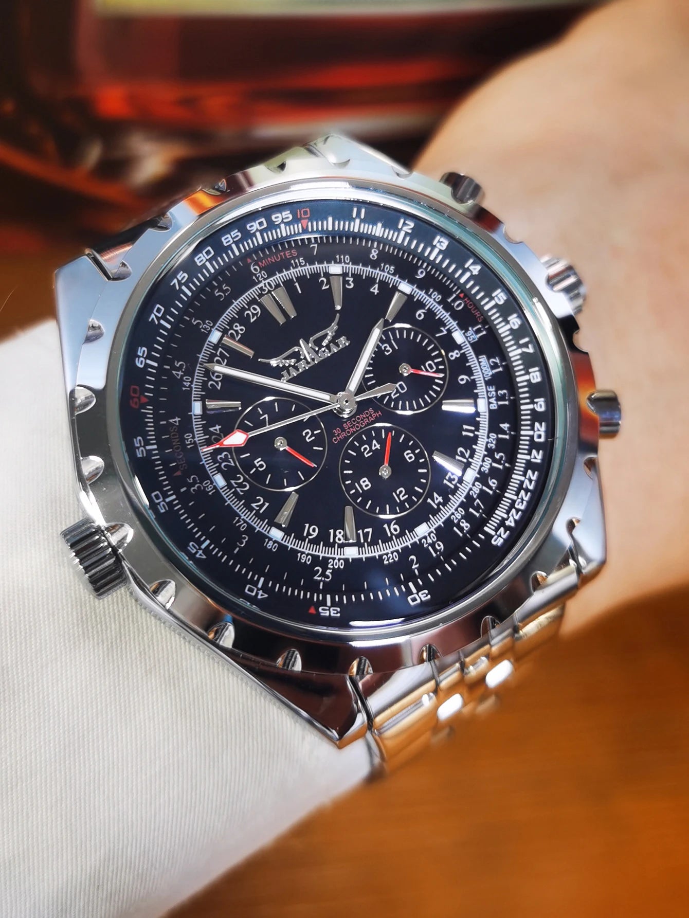 Jaragar Commander Military Automatic Watch - Triple Sub-Dial Tactical Chronograph