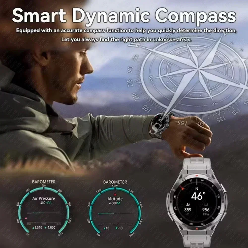 2025 New Dual-Band satellite GPS SmartWatch Men 1.43'' AMOLED Screen IP69 5ATM Waterproof Compass Heart Rate BT Call SmartWatch