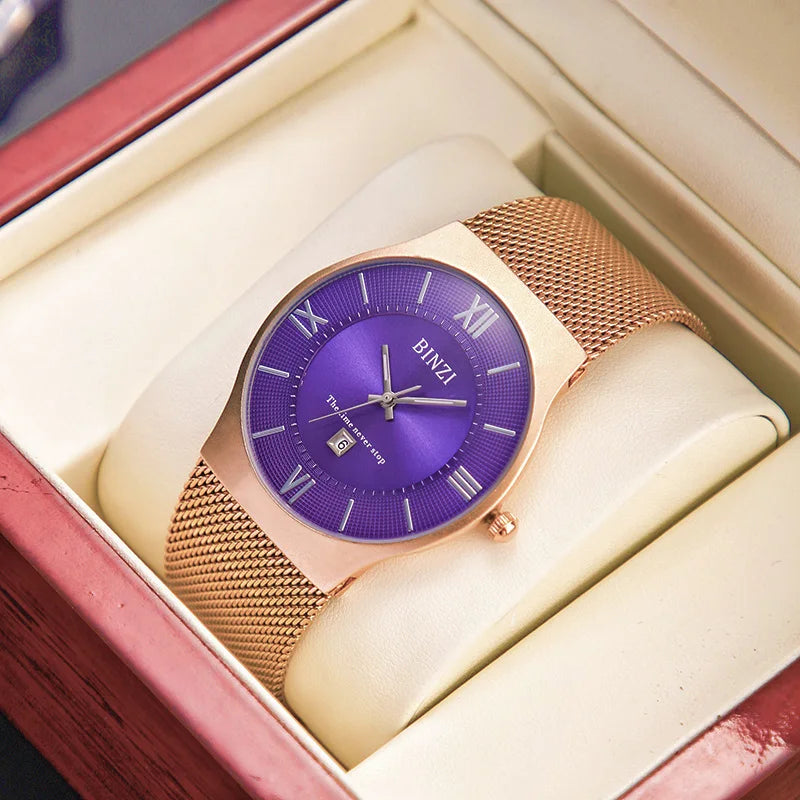 Top Brand Luxury Quartz Watch for Men Fashion Mens Watches Erkek Kol Saati Casual Slim Mesh Steel Waterproof Sports Watch