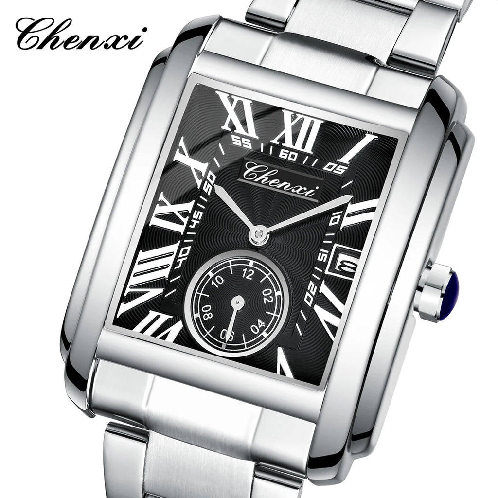 Classic Square Waterproof Watch - Premium Stainless Steel Fashion Quartz
