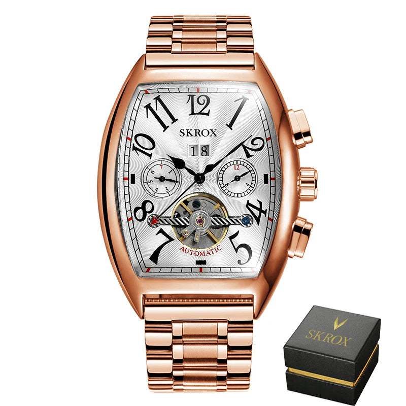 Original Tonneau Tourbillon Automatic Movement Man Watch Mechanical Male Wrist Watches Vintage Luxury Brands Clockwork