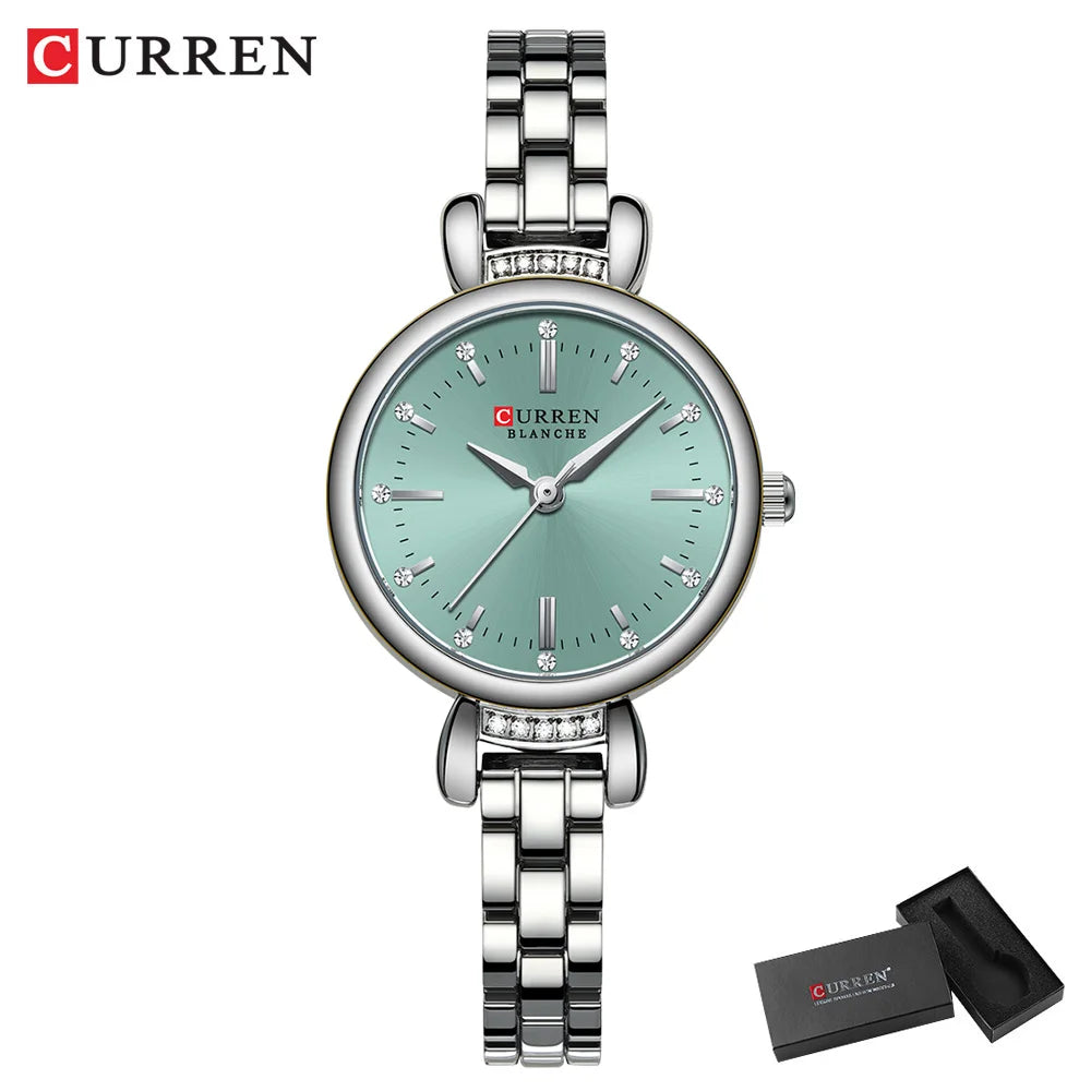 CURREN-Elegant Dress Watch for Women, Luxurious and Exquisite, 28mm Dial with Shinning Rhinestone, Quartz Wristwatch, New