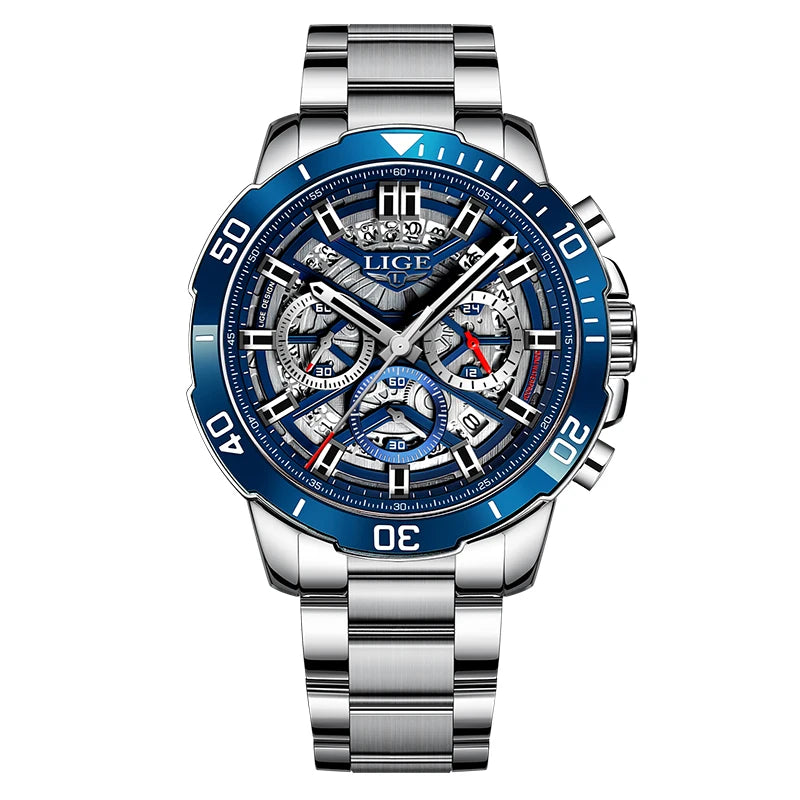 LIGE 2024 Fashion Watches Men Top Brand Business Luxury Mens Watch Sport Waterproof Chronograph Quartz Wristwatches Reloj Hombre