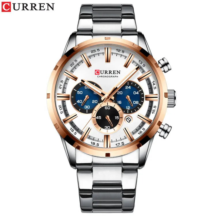 CURREN Men's Blue Dial Watch - Waterproof Stainless Steel Luxury Business Timepiece