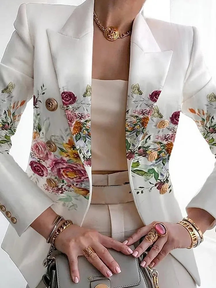 Spring new European and American women's fashion print suit slim suit coats  blazer women  women blazer