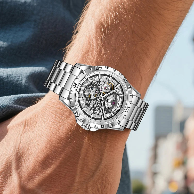 2025 LIGE New Automatic Watches Men Fashion Sports Luxury Mens Watch Waterproof Luminous Tourbillon Mechanical Wristwatch Reloj