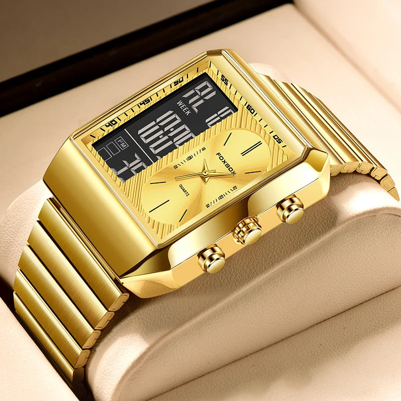 LIGE DualTech Pro - Luxury Dual Display Analog-Digital Watch