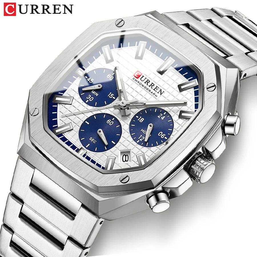 Curren Men's Sports Watch - Multifunctional Luminous Steel Bracelet Timepiece