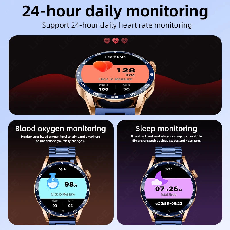 LIGE VoiceLink 2025 - Voice Calling HD Smartwatch IP68 Waterproof