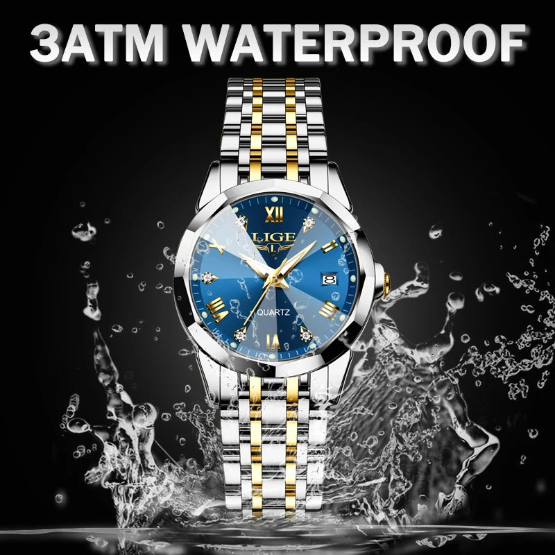 LIGE Top Luxury Elegant Women Watch Fashion Ladies Watch Waterproof Luminous Quartz Wristwatch Reloj Mujer Girlfriend Gifts+Box