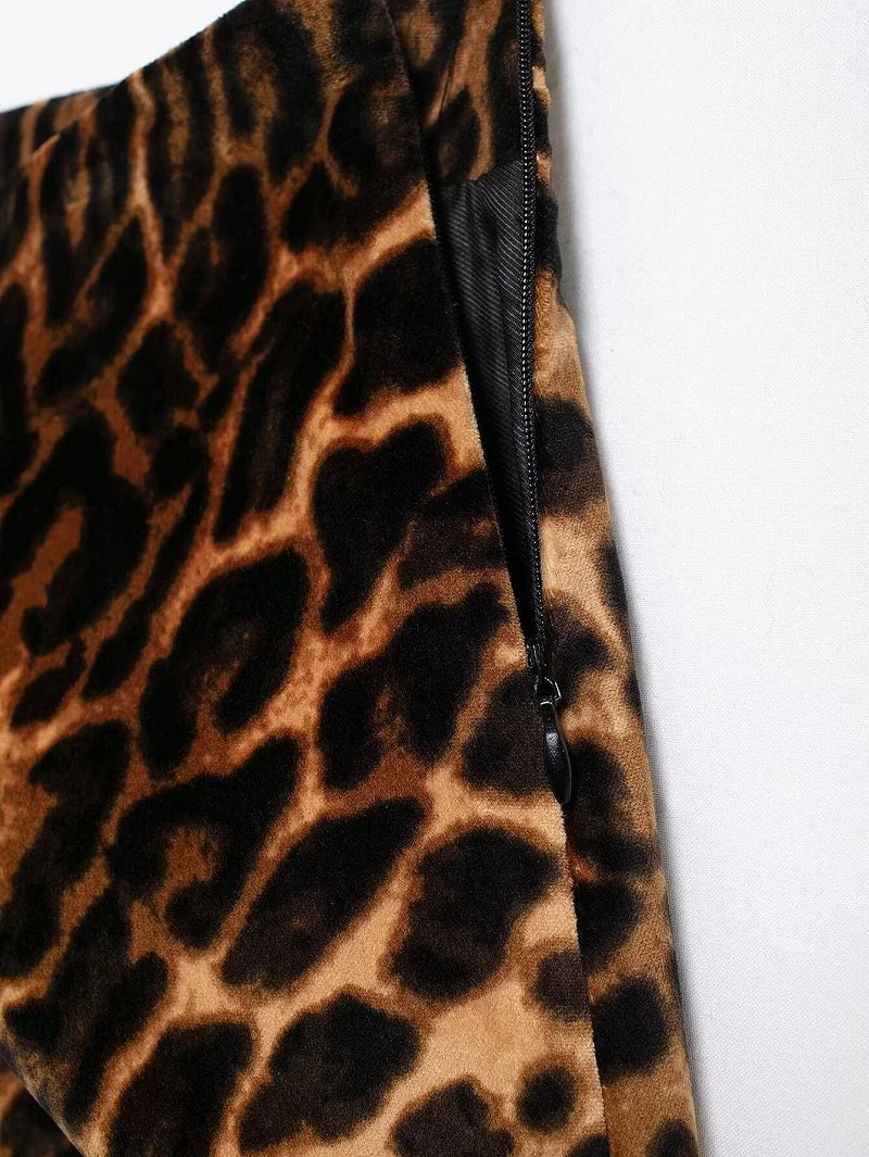MUJER Leopard Print Blazer for Women Luxury Velvet Women's Blazers Suit Set Long Sleeve Office Blazer Woman Fashion Outerwears