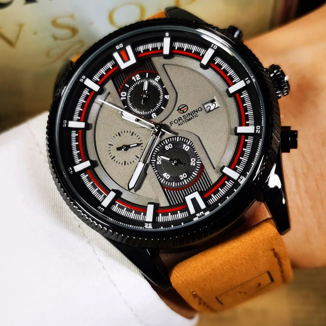 Forsining Men's Sports Mechanical Watch - Automatic Luminous Military Leather