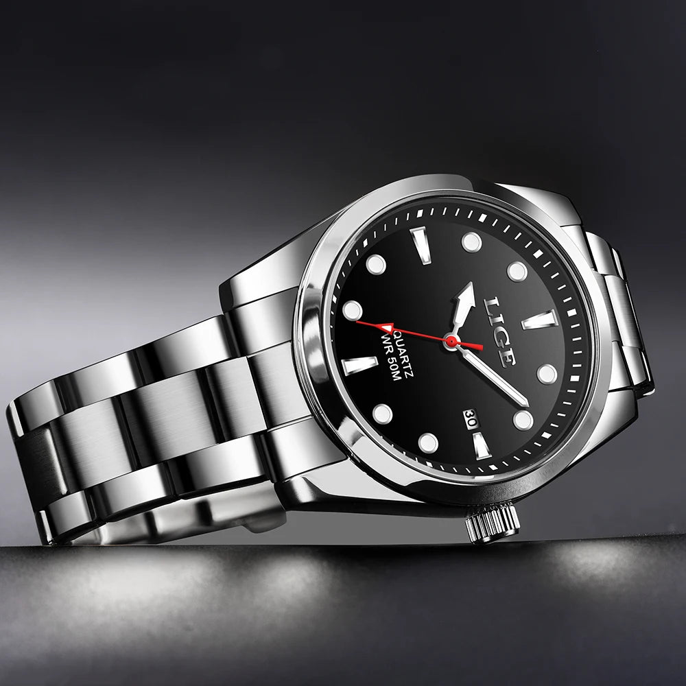 LIGE SlimTech Pro - Ultra-Thin 5ATM Waterproof Sport Chronograph