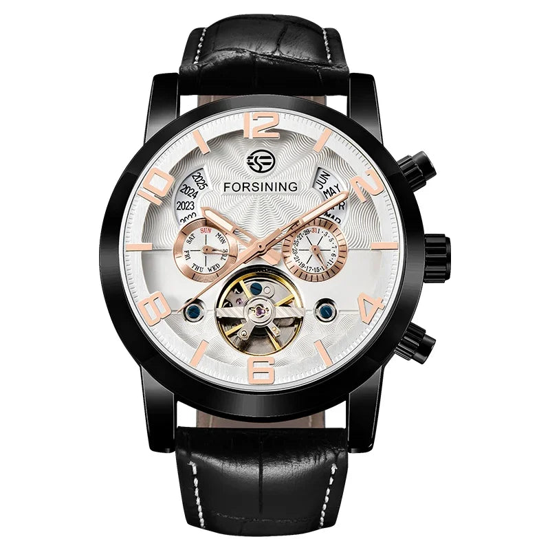 Automatic Tourbillon Sport Watch - Genuine Leather Military Casual Timepiece