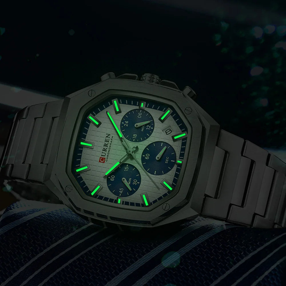 Curren Men's Sports Watch - Multifunctional Luminous Steel Bracelet Timepiece