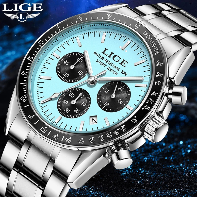 LIGE Titanium Pro - Full Steel Waterproof Business Chronograph