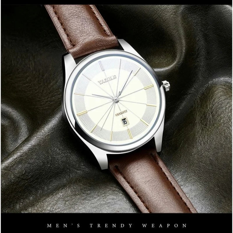 Men's Quartz Watch Basic Collection Series with 41mm Dial and Date Just Calendar Function Microfiber Strap Waterproof 30M
