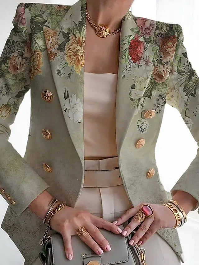 Spring new European and American women's fashion print suit slim suit coats  blazer women  women blazer