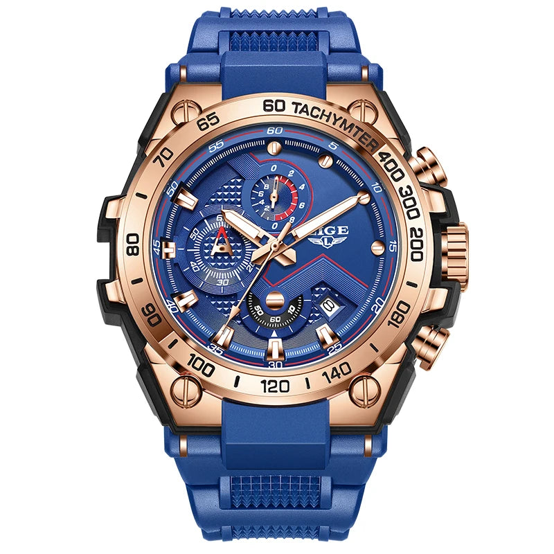 LIGE Tactical Green - Military Silicone Big Dial Sport Chronograph