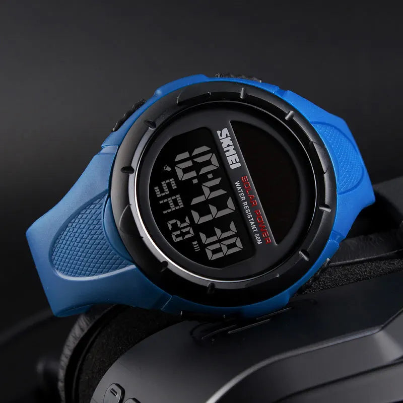 SKMEI Mens Wristwatches Solar For Power Enviormentally Alarm Male Clock reloj hombre Men Luminous Watches Sport Digital