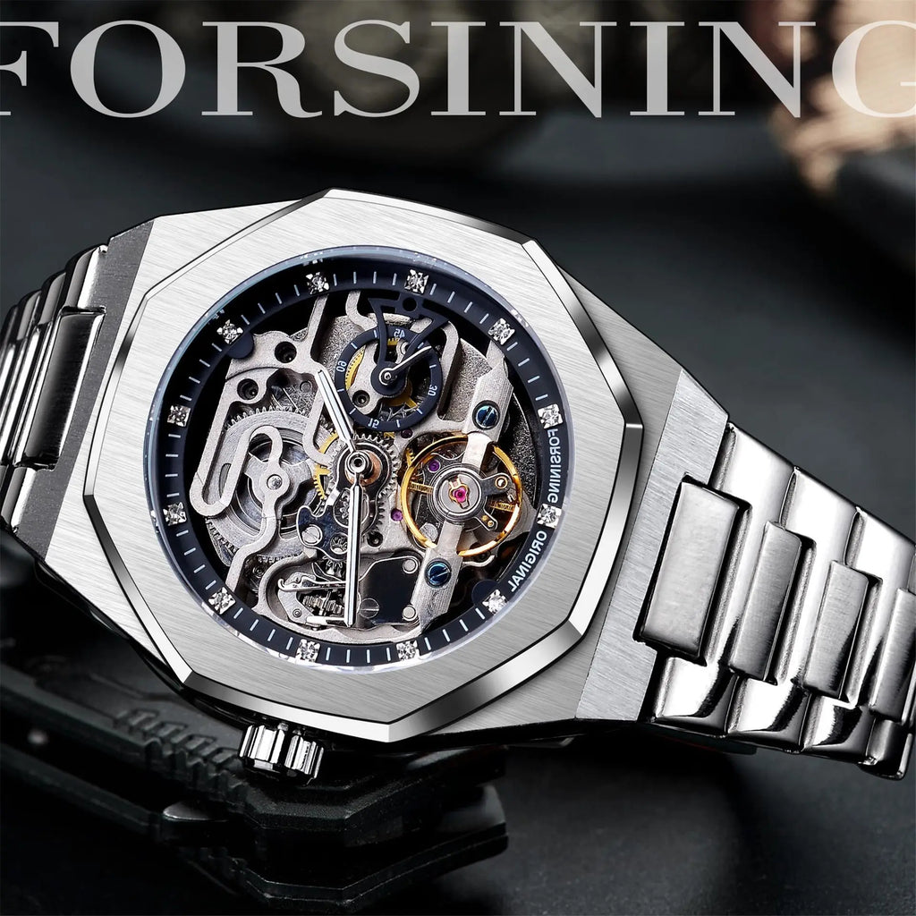 3D Diamond Skeleton Tourbillon Watch - Military Automatic