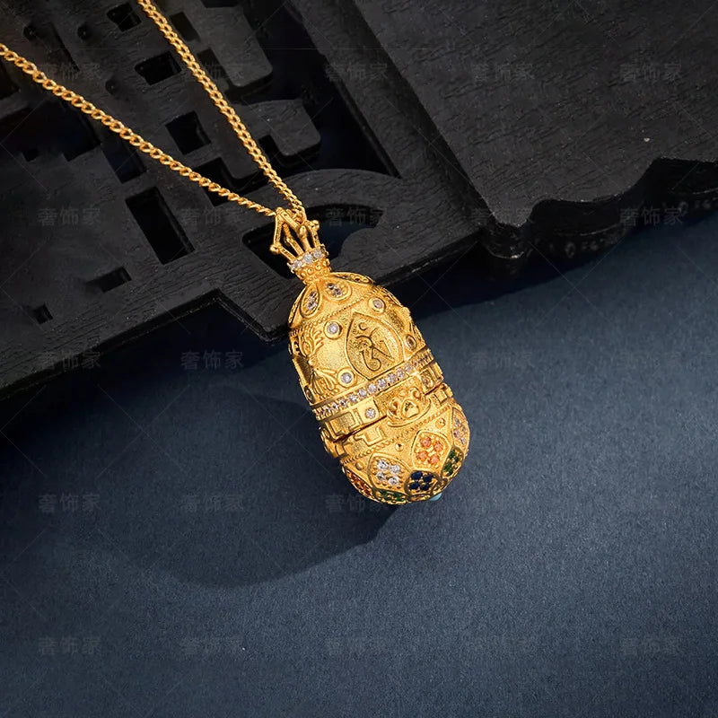 24K Gold Flowers Blooming Buddha Gawu Box Pendant