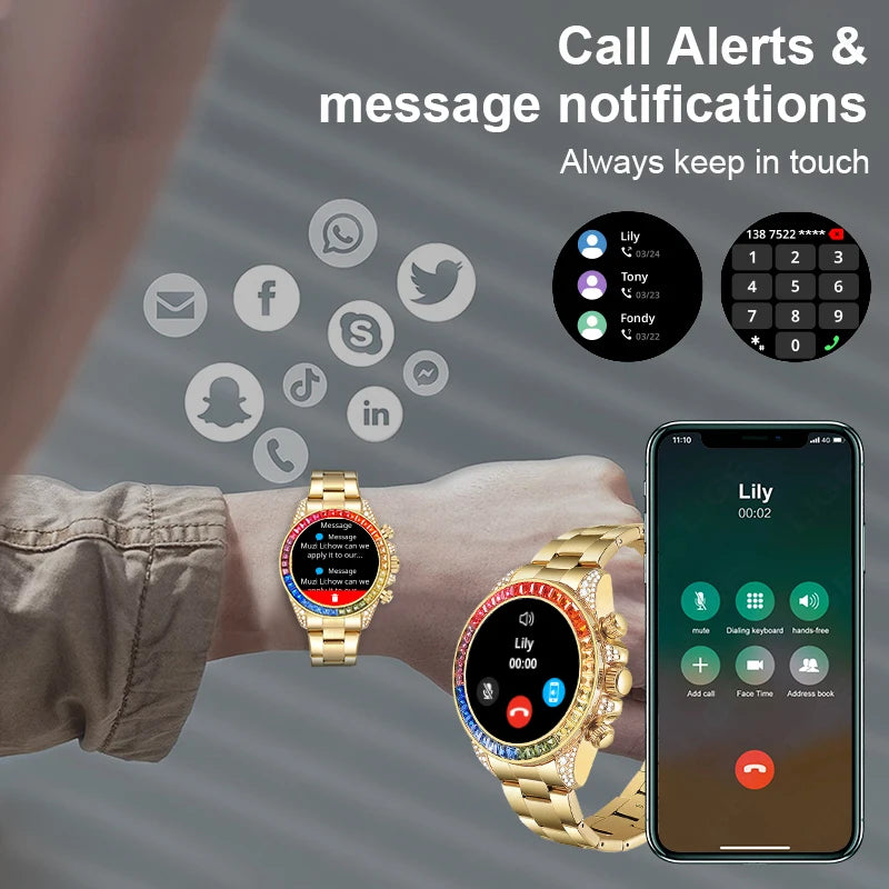 LIGE Diamond Prestige - Luxury Diamond-Studded Steel Business Watch