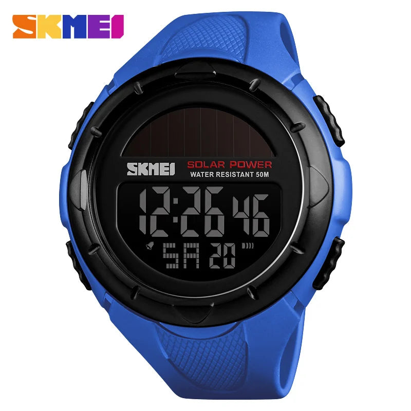 SKMEI Mens Wristwatches Solar For Power Enviormentally Alarm Male Clock reloj hombre Men Luminous Watches Sport Digital