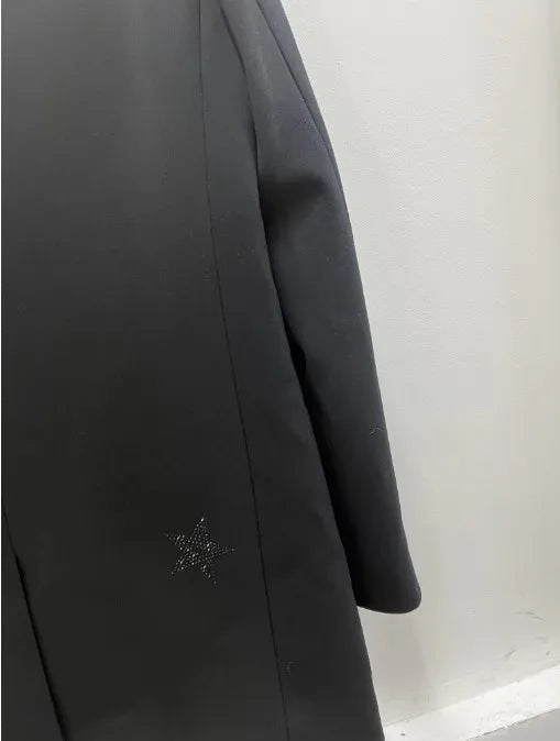crystal-embellished blazer women peak lapels long sleeves two side flap pockets high fashion autumn winter blazers female