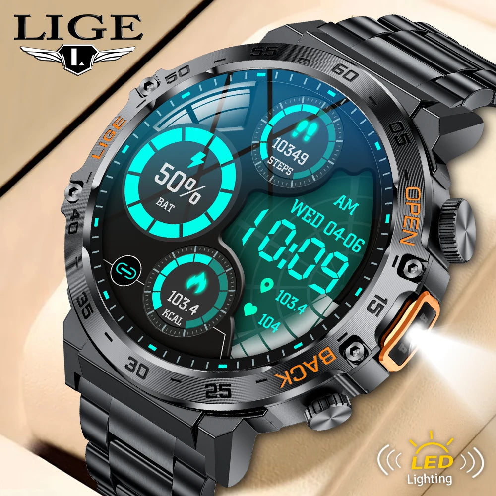 LIGE SmartVision 2025 - AMOLED HD Fitness Smartwatch with Flashlight