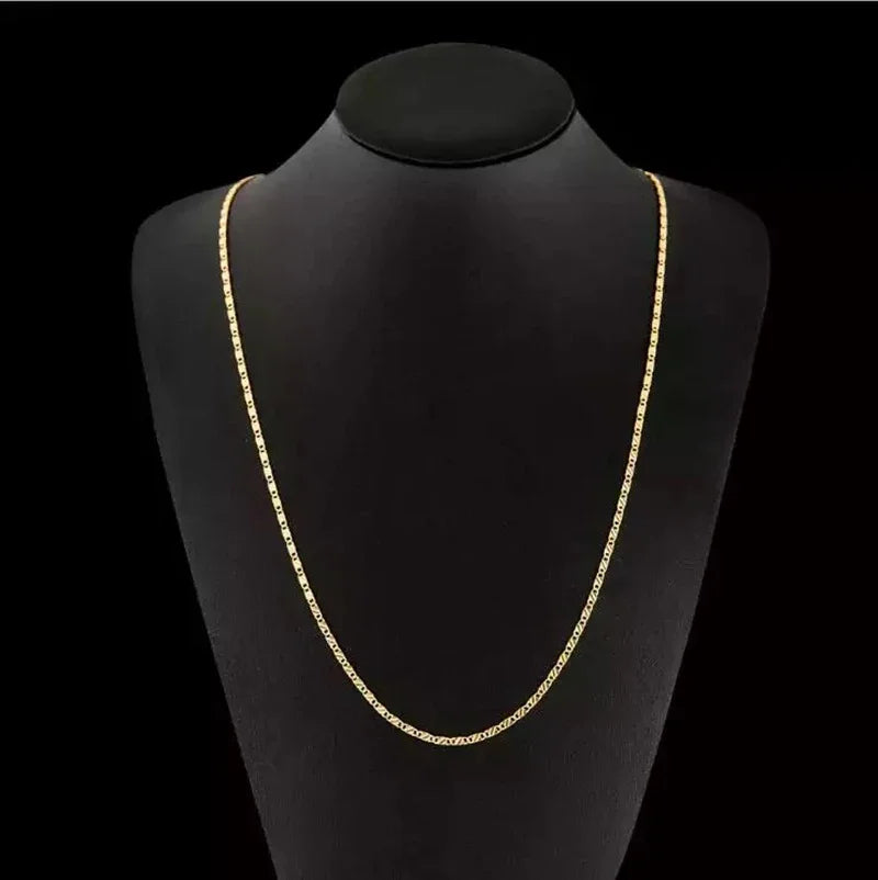 18K Gold Sideways Chain Necklace