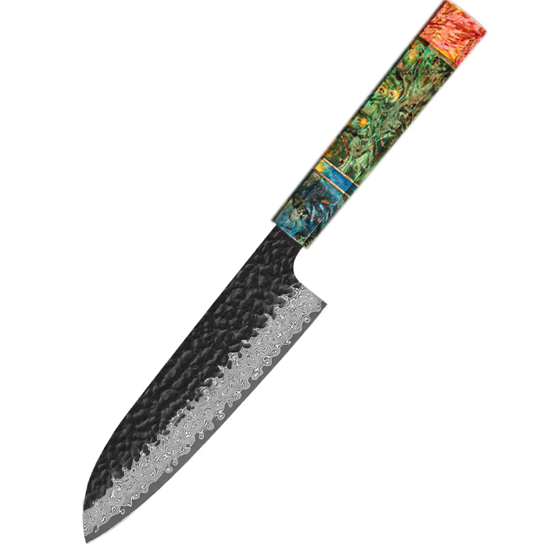 Japanese Kitchen Knife Set Handmade Forged Damascus Steel Santoku Custom 8 inch Chef Knife