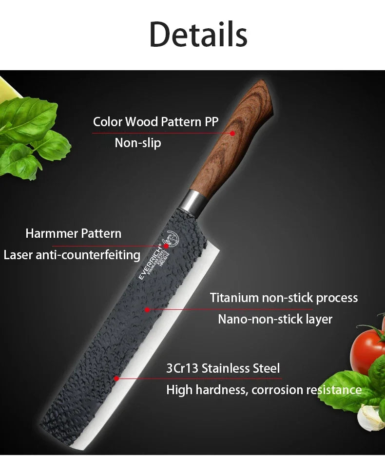 6 Pcs Sets Kitchen Knife Stainless Steel Kitchen Knife Sets Non Stick Blade Chef Sliciing Cleaver Paring Scissors Peeler Knives