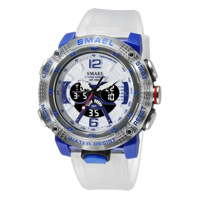 2023 New Sport Watches Men SMAEL Waterproof Analog Digital Quartz Wristwatches Male Fashion Stopwatch Alarm Clock 8058 Man Watch