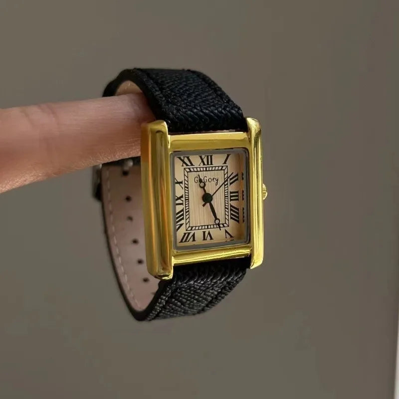 Fashion Watch for Women Red Leather Strap Ladies Dress Watch Square Dial Brand Quartz Wristwatches Dropshipping Luxury Clock