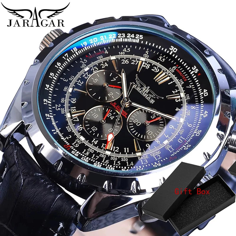 Jaragar Automatic Mechanical Pilot Design Watch